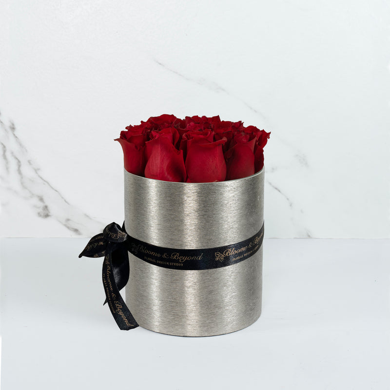 Valentine Roses in a Metallic Vase