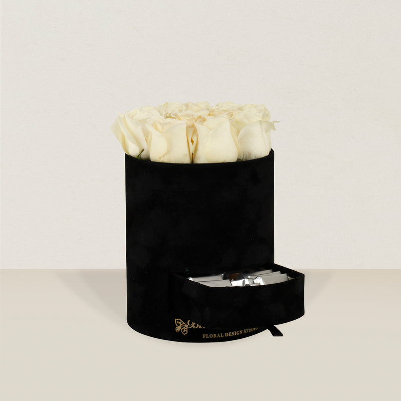 Velvet Rose Box with Chocolates | Black