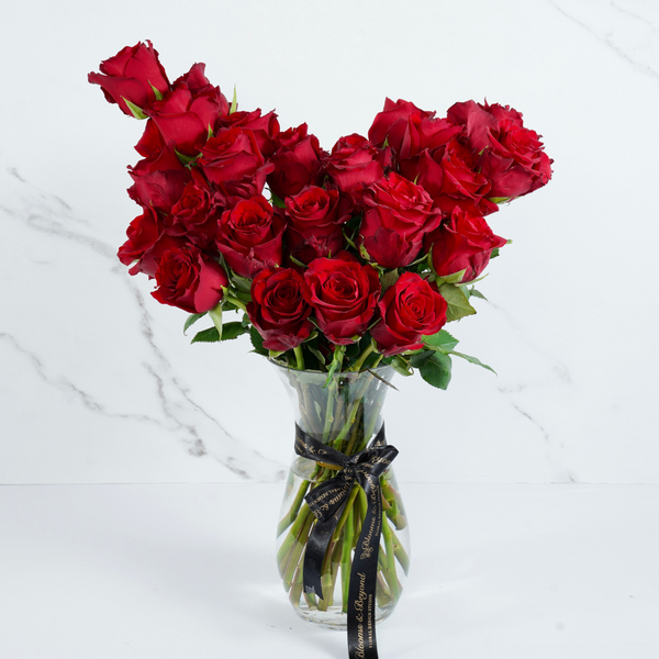 Styled Valentine Roses in a Vase